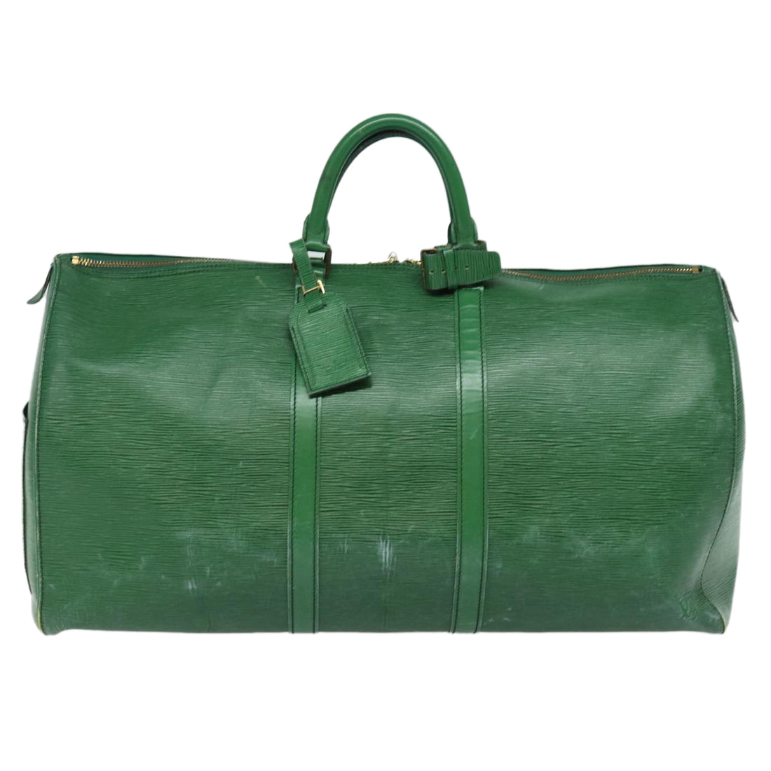 Louis Vuitton Keepall 55 Green Leather Travel Bag