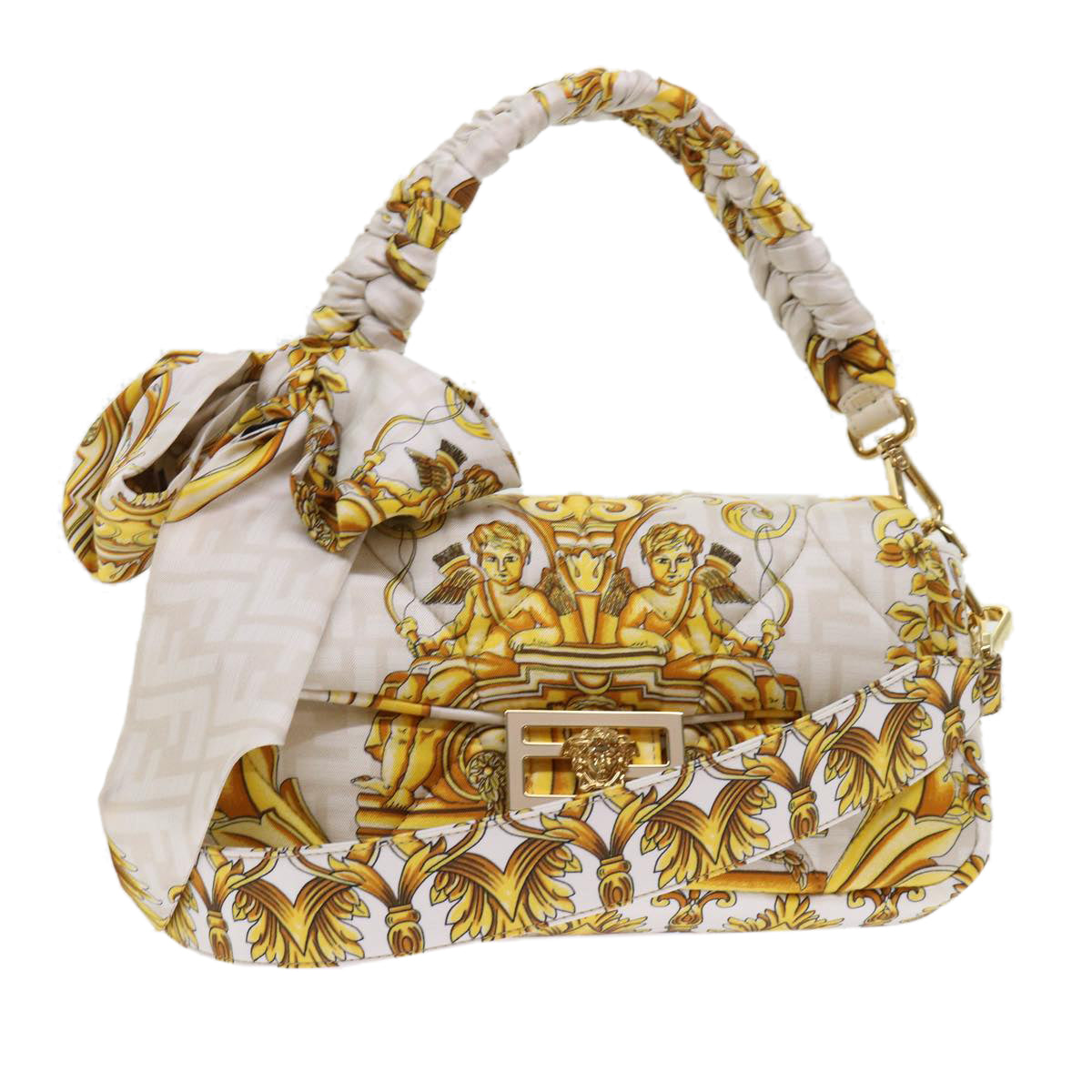 Fendi Baguette White Polyester Shoulder Bag