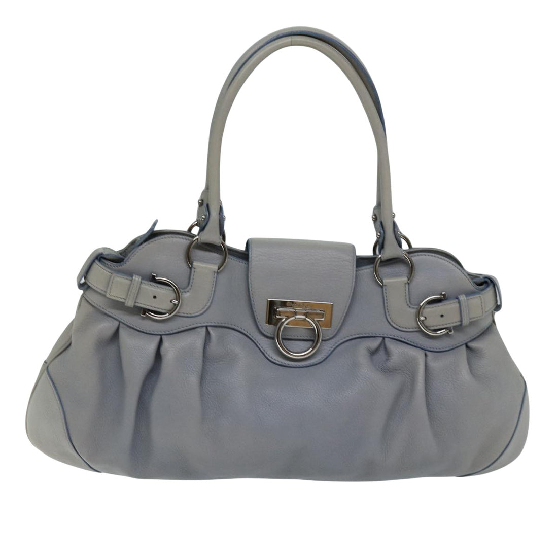 Salvatore Ferragamo Gancini Grey Leather Handbag 