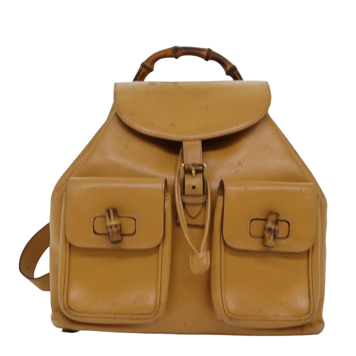 Gucci Bamboo Yellow Leather Backpack Bag