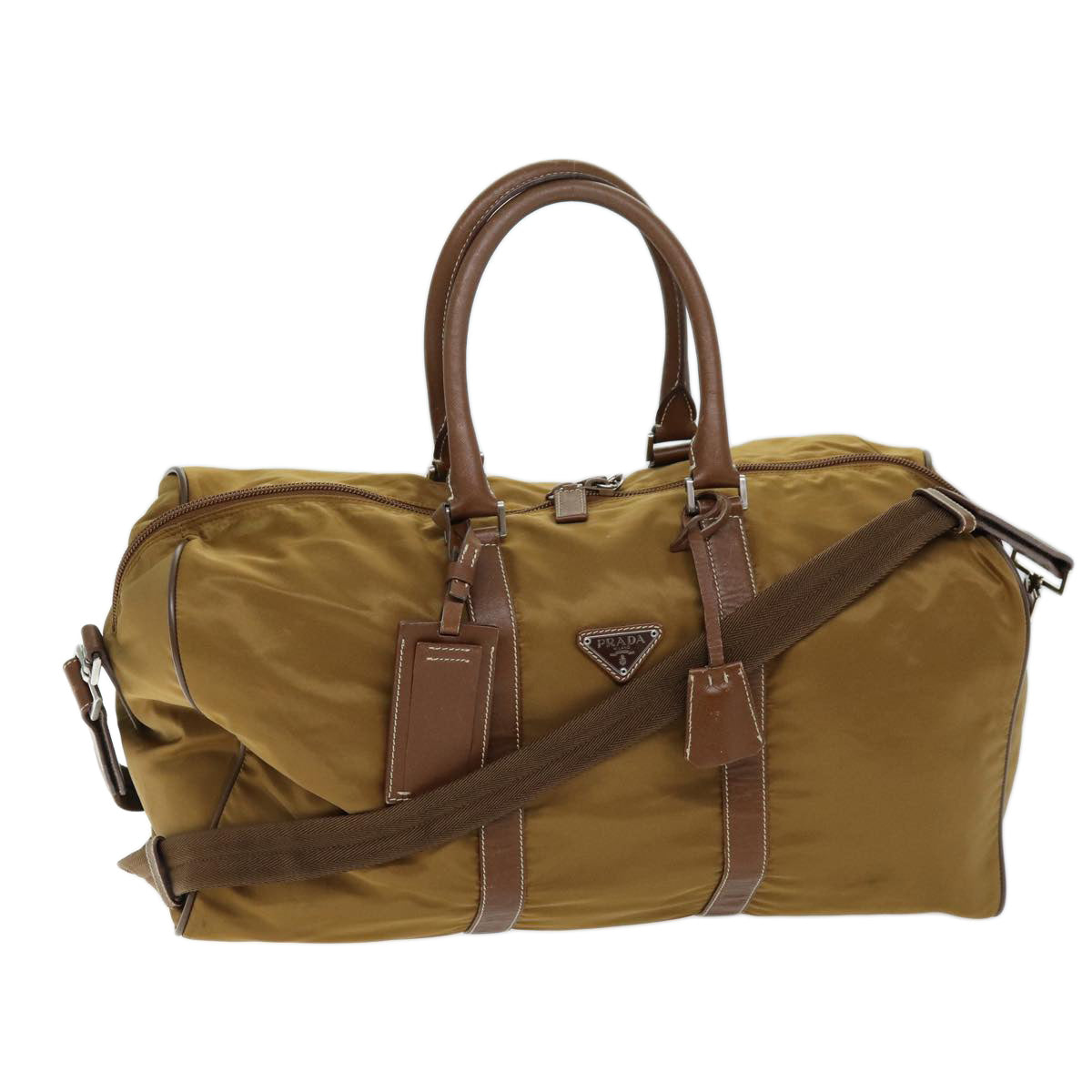 Prada Boston Brown Synthetic Travel Bag