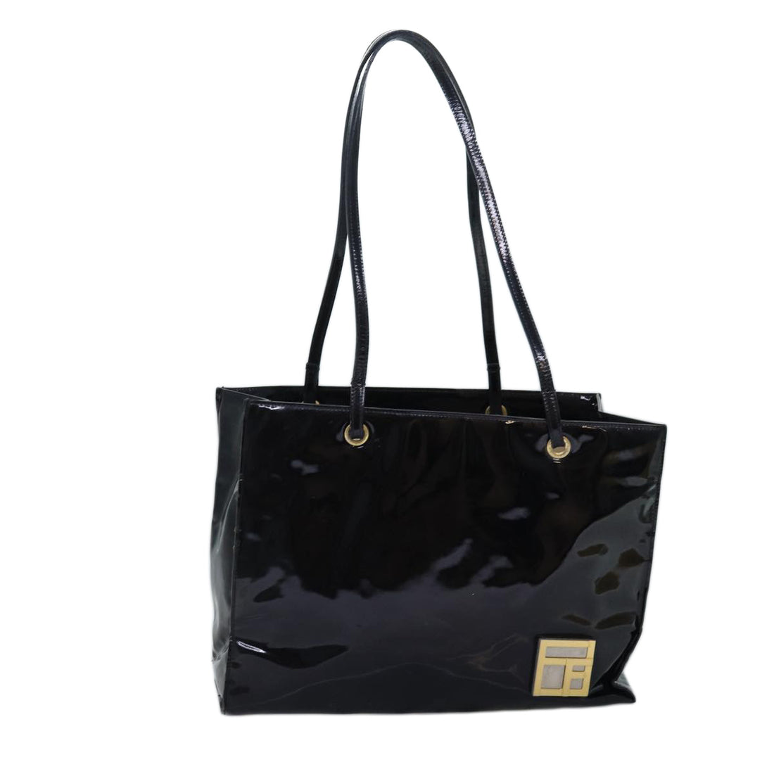 Fendi Black Patent Leather Tote Bag