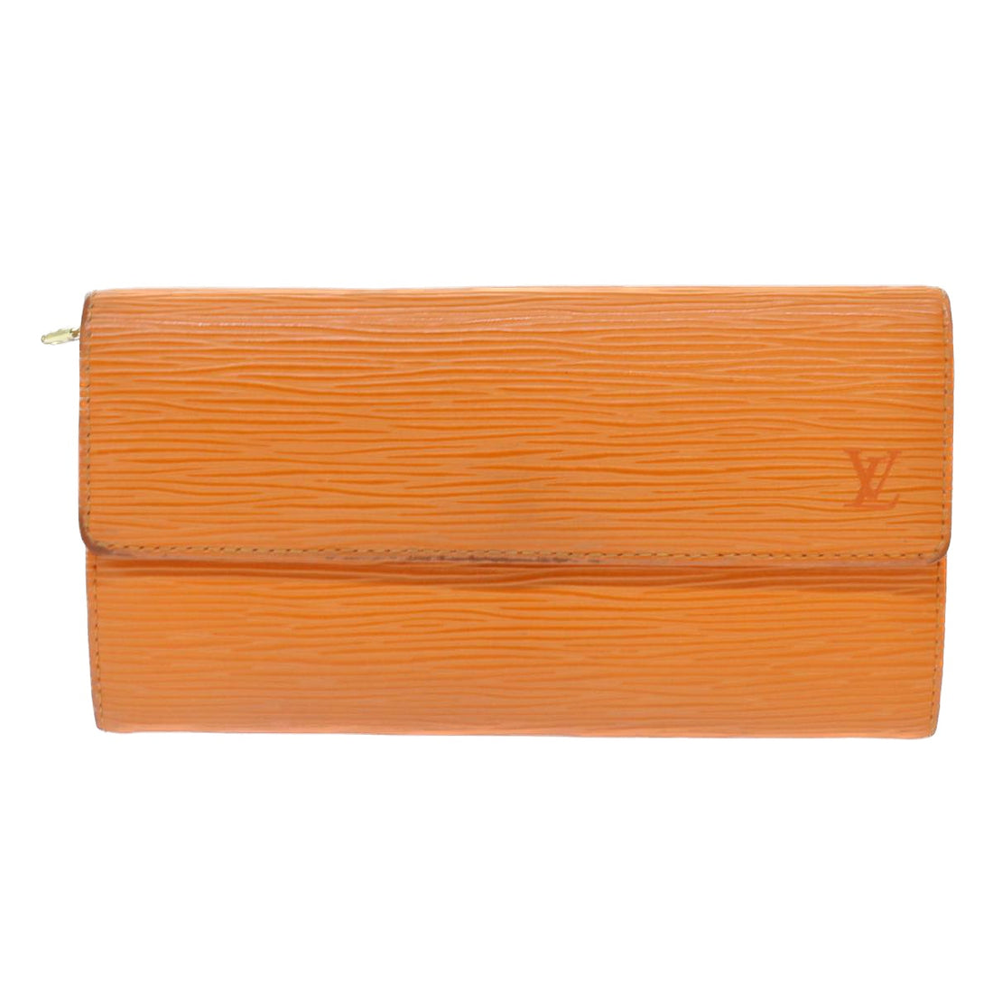 Louis Vuitton Porte Monnaie Credit Orange Leather Wallet 