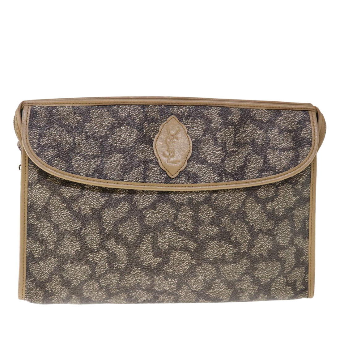 Yves Saint Laurent Brown Canvas Clutch Bag