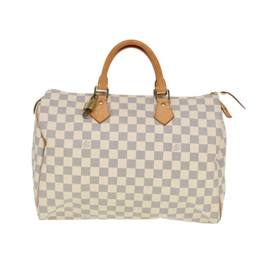 Louis Vuitton Speedy 35 White Canvas Handbag 