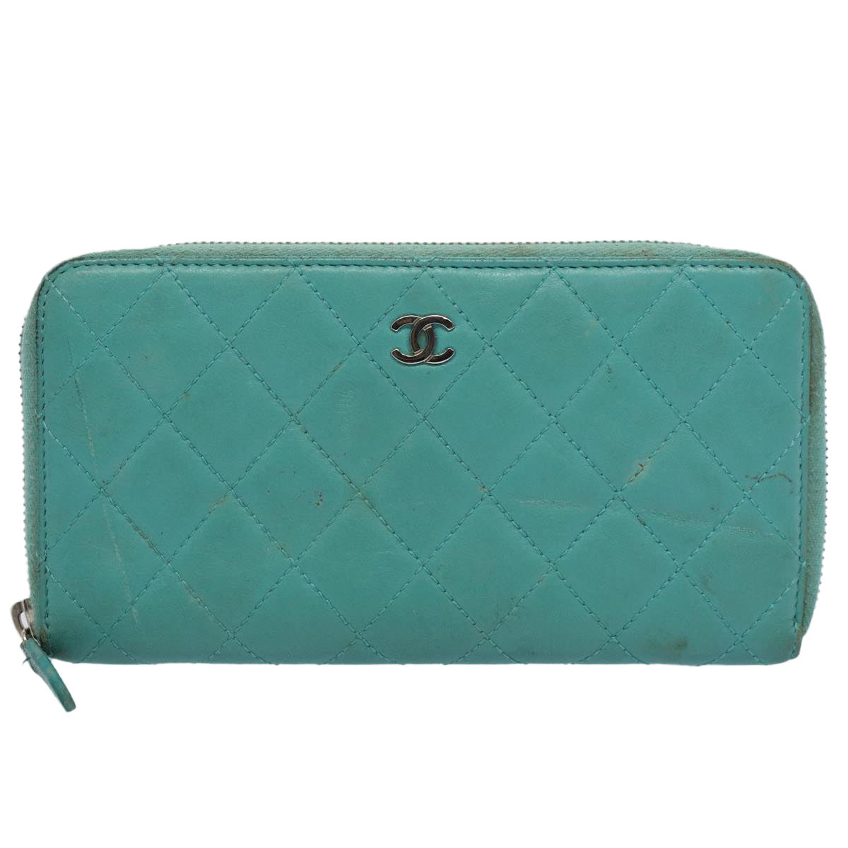 Chanel Matelassé Turquoise Leather Wallet 