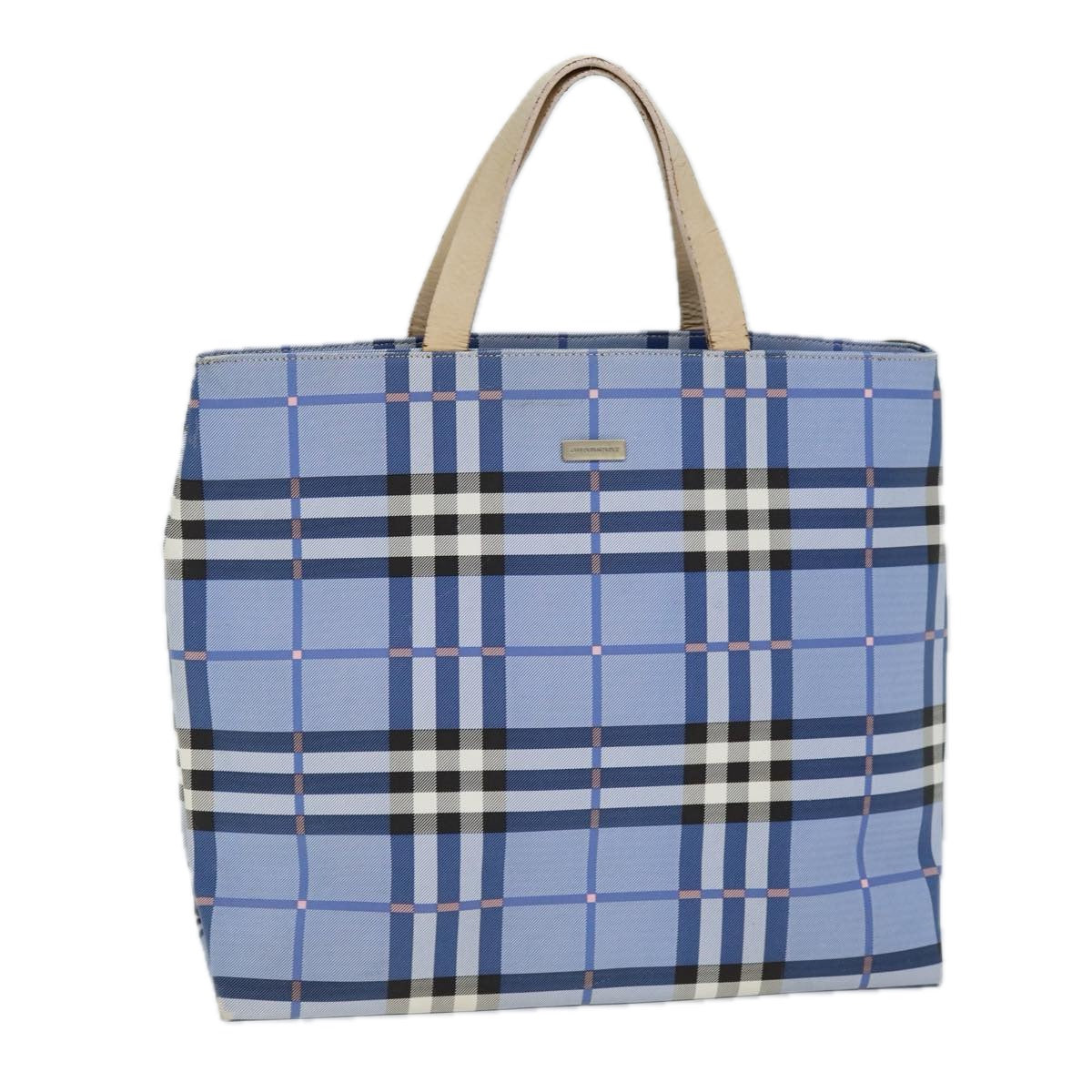 Burberry Nova Check Blue Synthetic Tote Bag