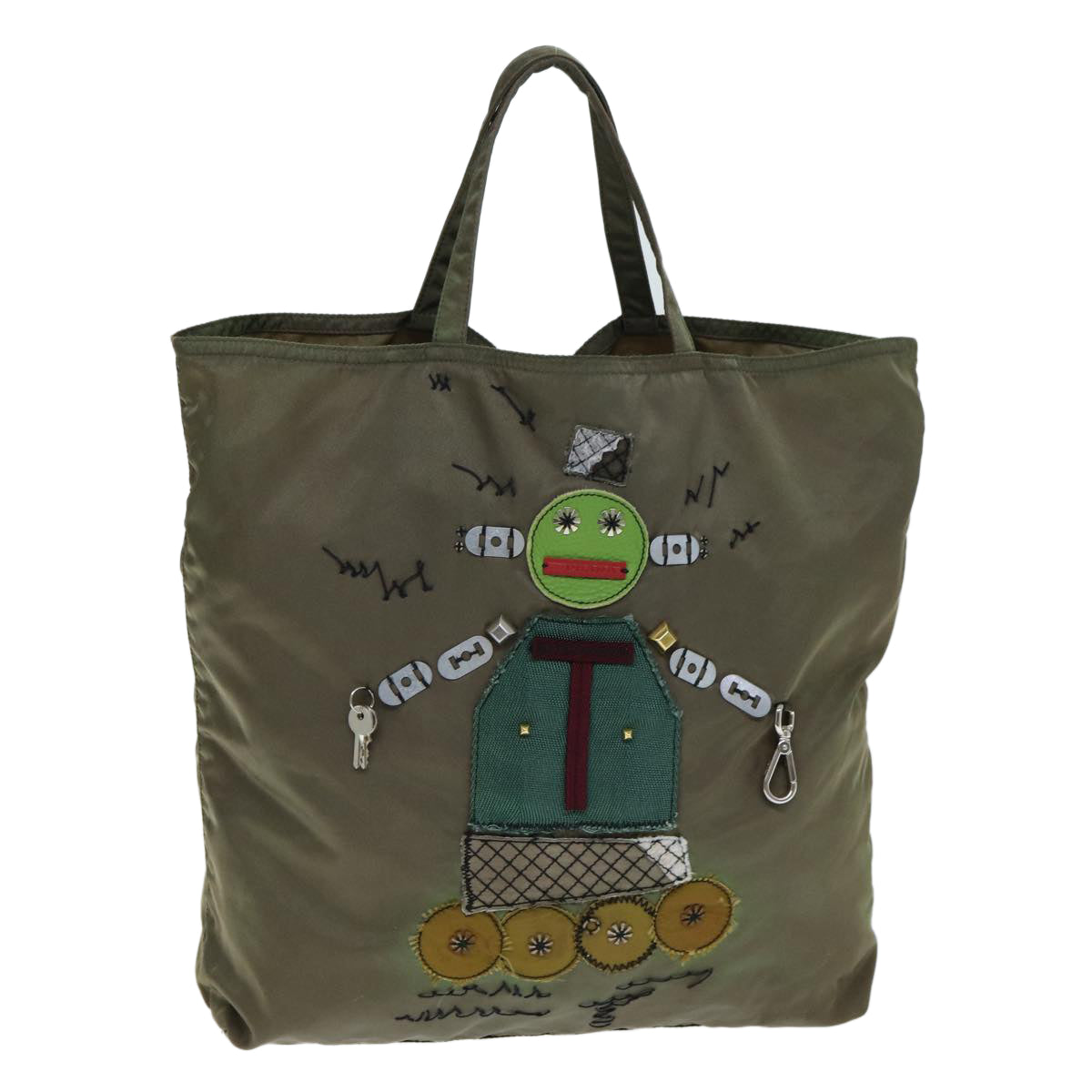 Prada Robot Khaki Synthetic Tote Bag