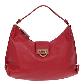 Salvatore Ferragamo Gancini Red Leather Shoulder Bag