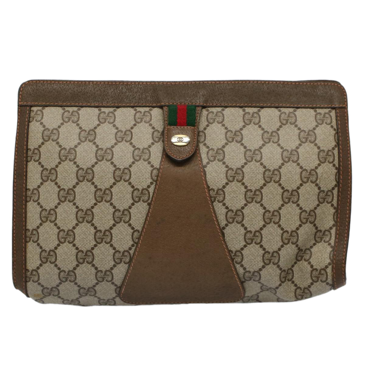 Gucci Ophidia Brown Canvas Clutch Bag