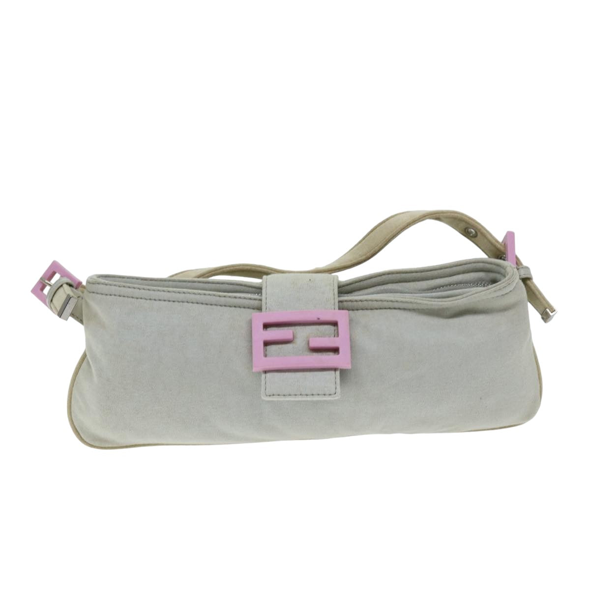 Fendi Mamma Baguette Grey Cotton Shoulder Bag