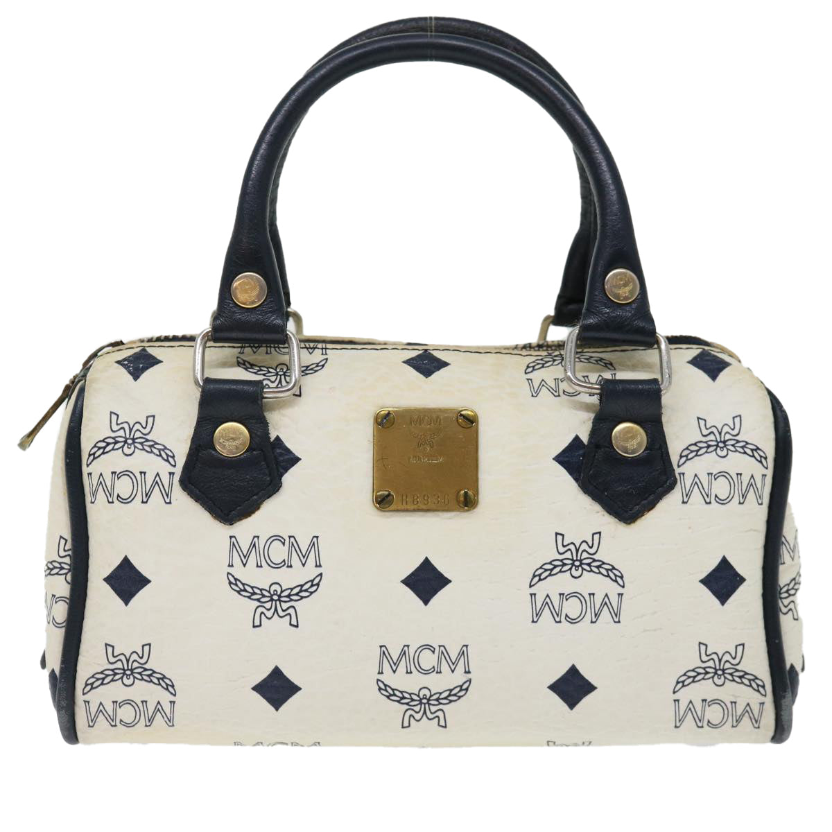 MCM Visetos White Leather Handbag 