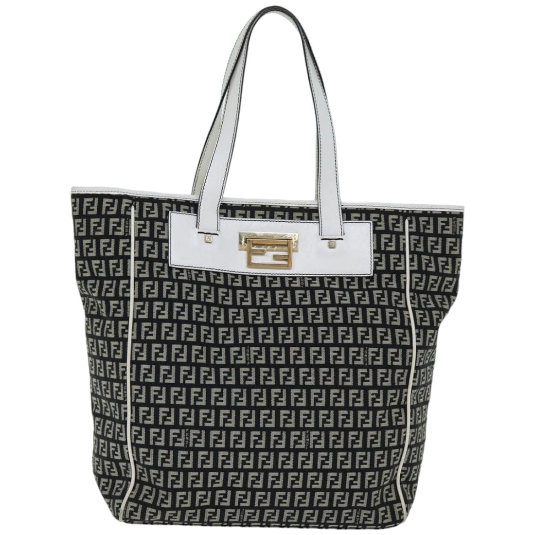 Fendi Zucchino Black Canvas Tote Bag