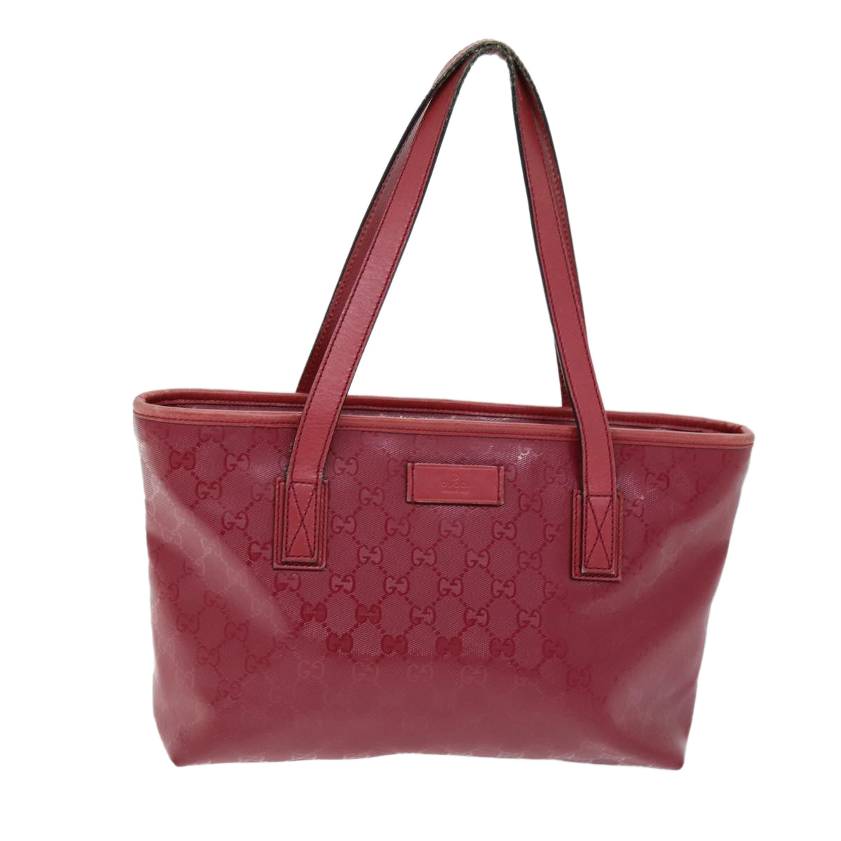 Gucci GG Supreme Red Leather Tote Bag