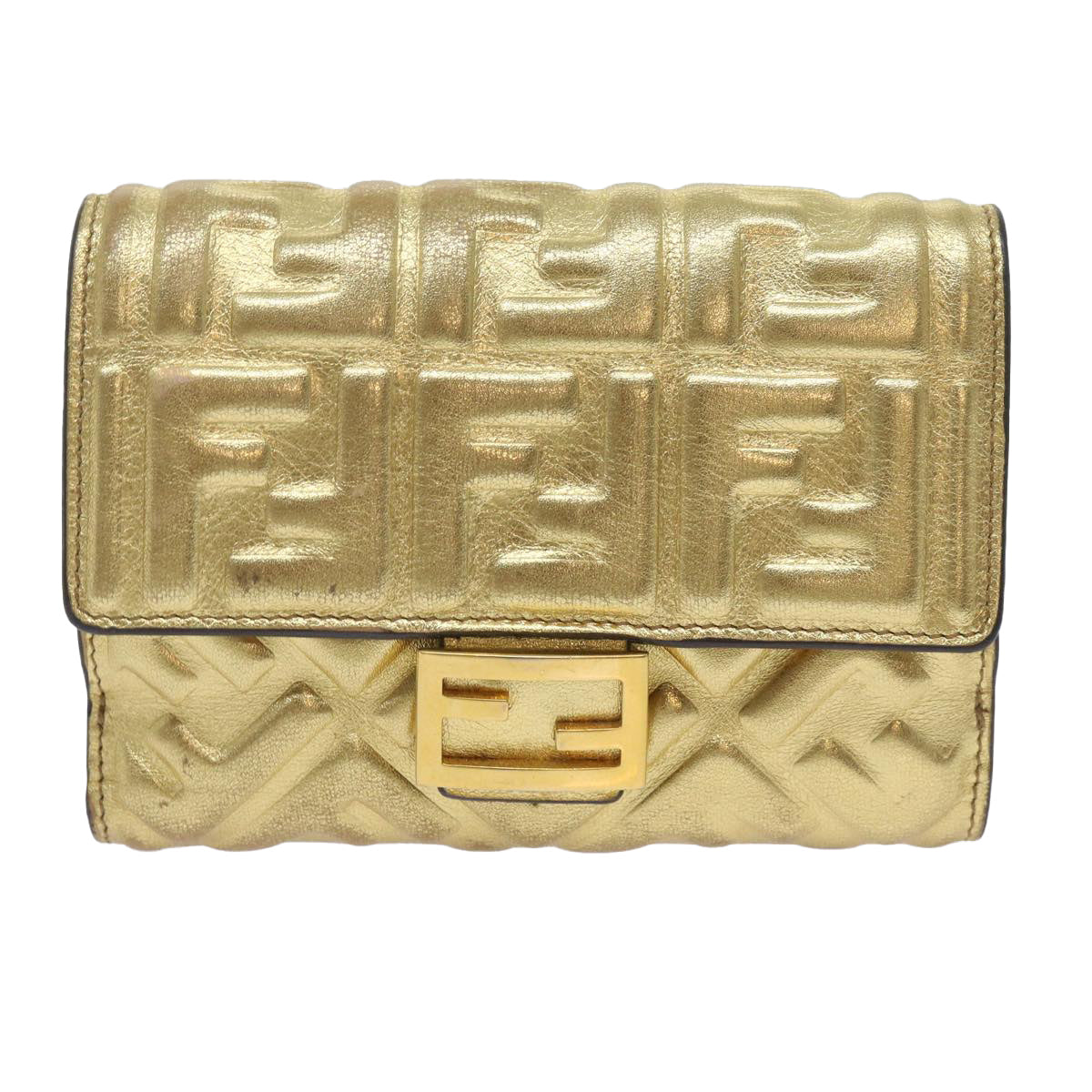 Fendi Zucca Gold Canvas Wallet 