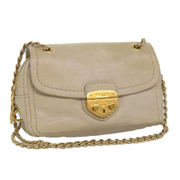 Prada Beige Leather Shoulder Bag