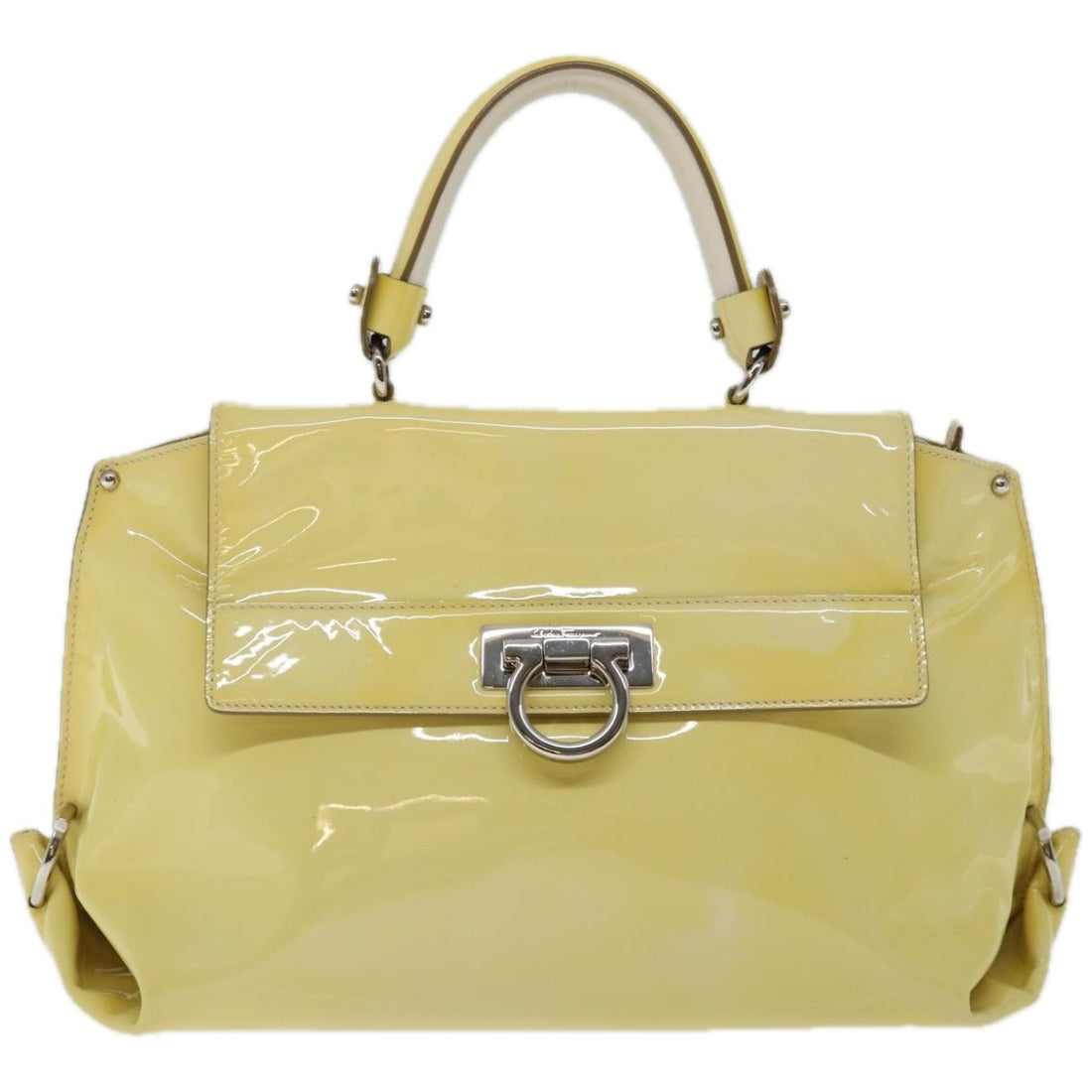 Salvatore Ferragamo Yellow Patent Leather Handbag 