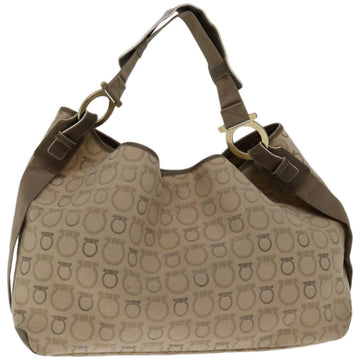 Salvatore Ferragamo Beige Canvas Shoulder Bag