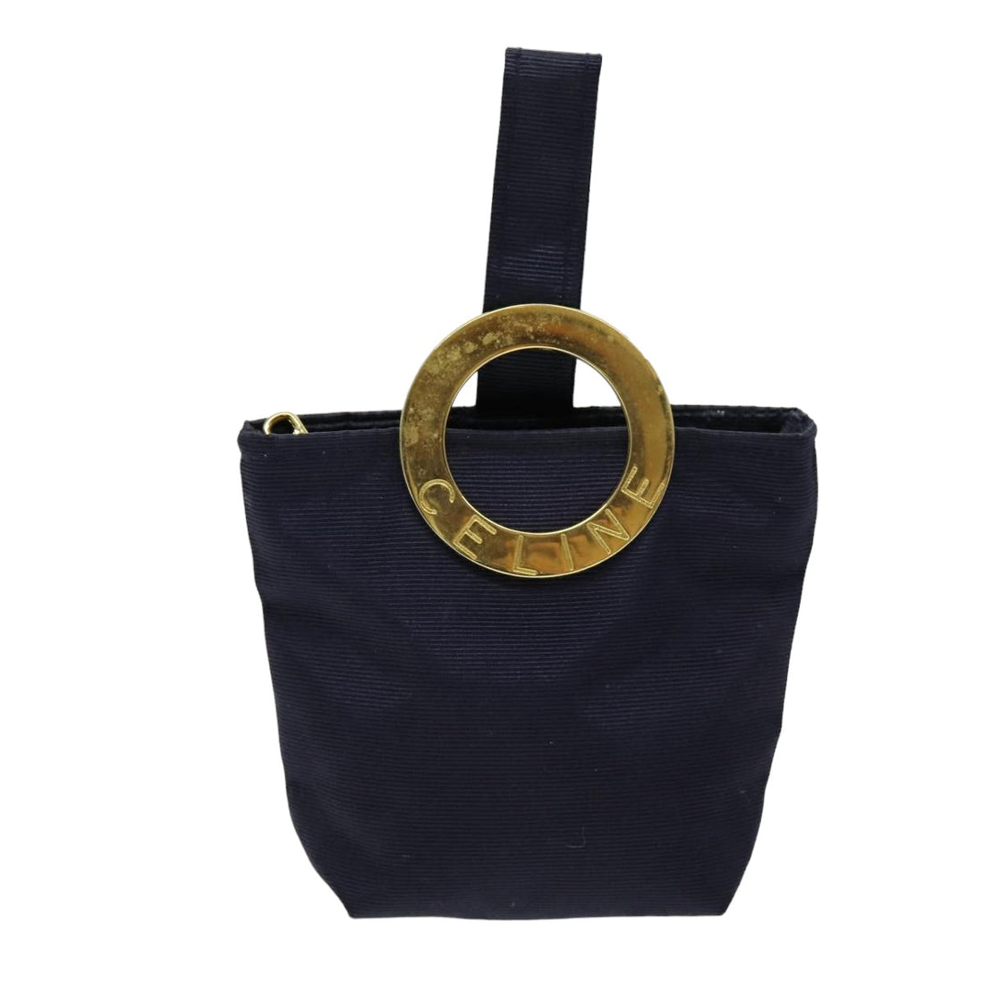 Céline Logo du cercle Navy Synthetic Clutch Bag