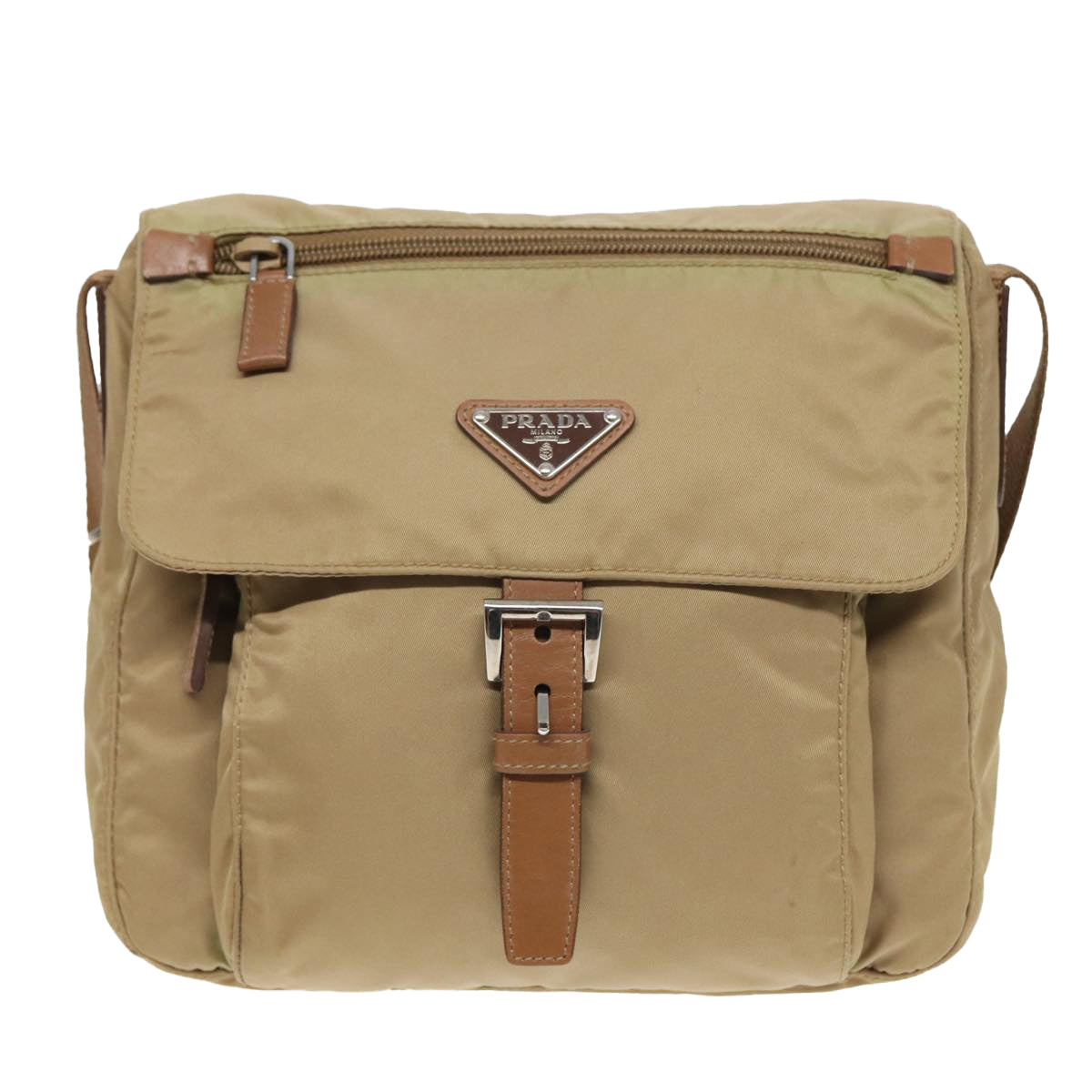 Prada Tessuto Beige Canvas Shoulder Bag