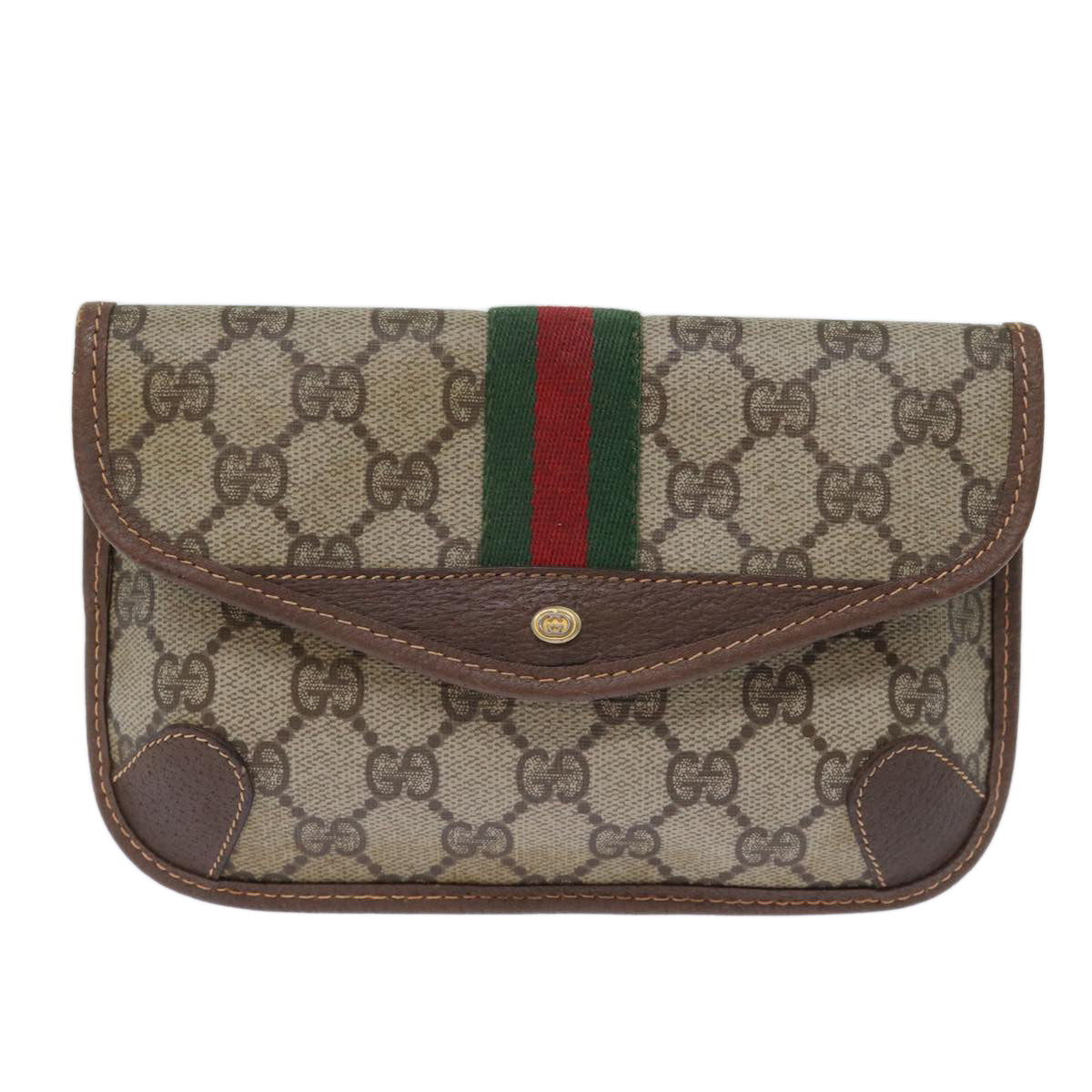 Gucci Sherry Beige Leather Clutch Bag