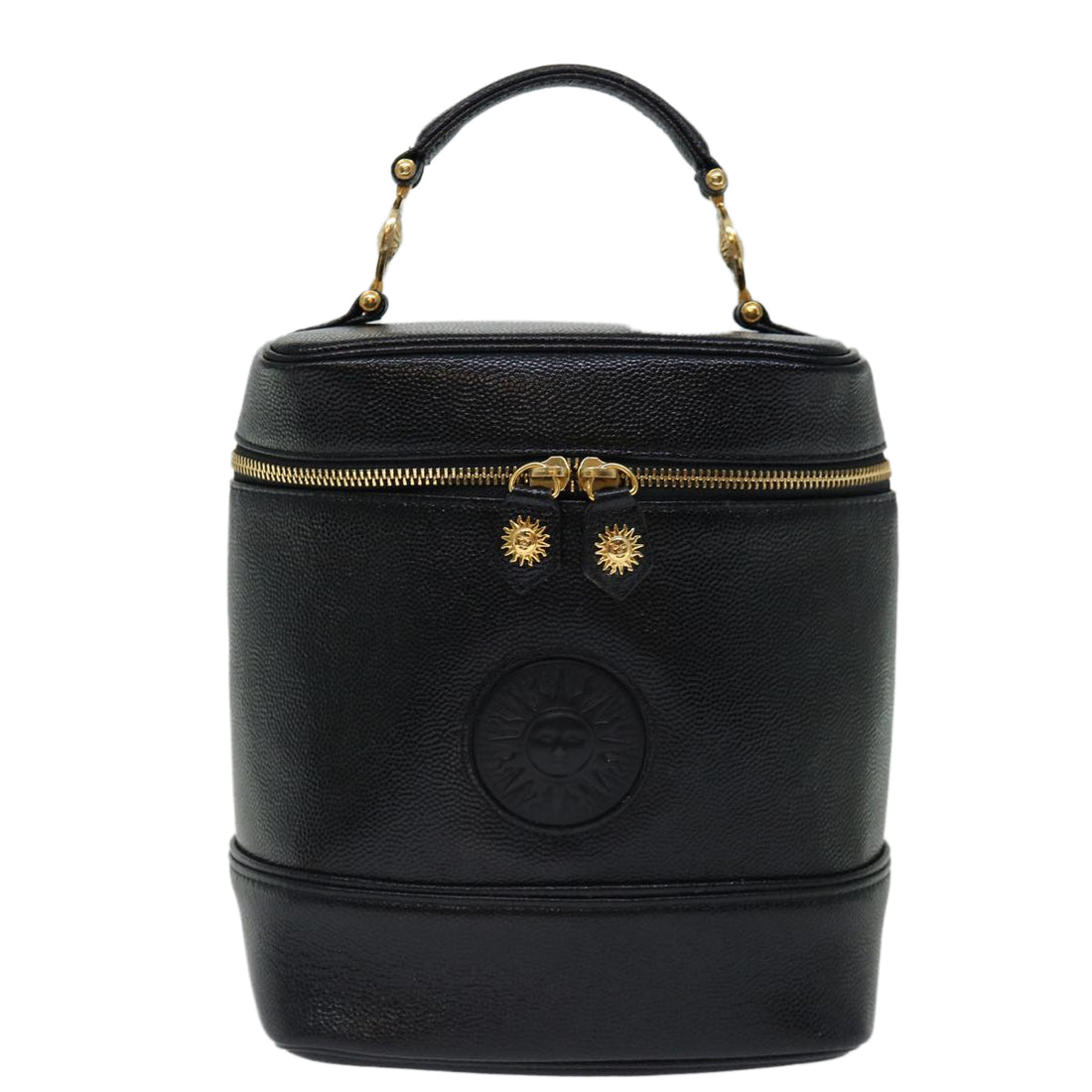 Versace Vanity Black Leather Handbag 