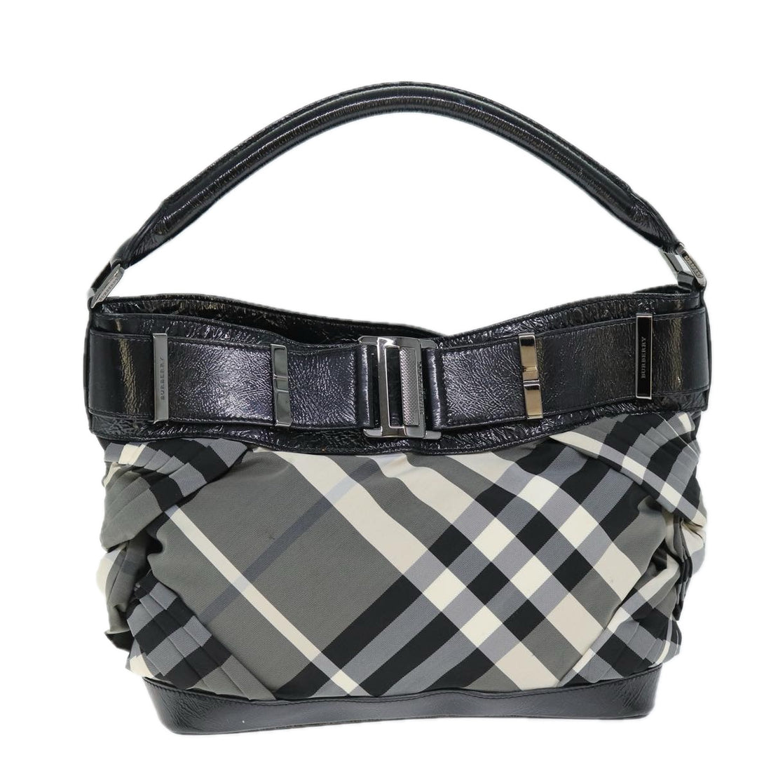 Burberry Nova Check Grey Synthetic Shoulder Bag