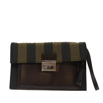 Fendi Pecan Black Canvas Clutch Bag