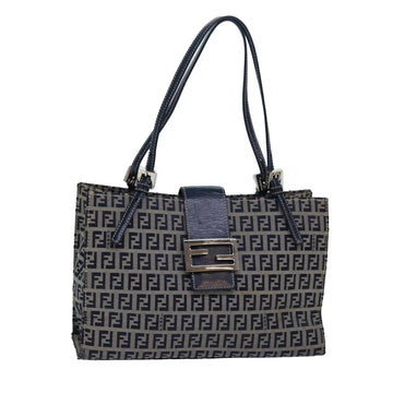 Fendi Zucchino Navy Canvas Shopper Bag