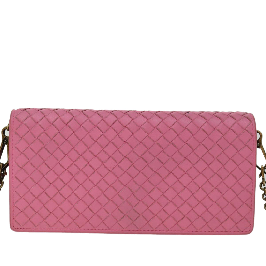 Bottega Veneta Chain Pouch Pink Leather Wallet 