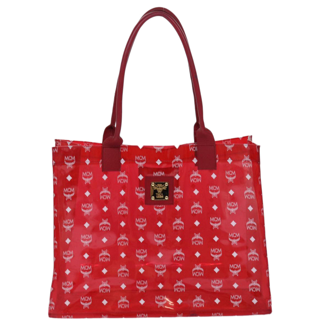 MCM Visetos Red Vinyl Tote Bag