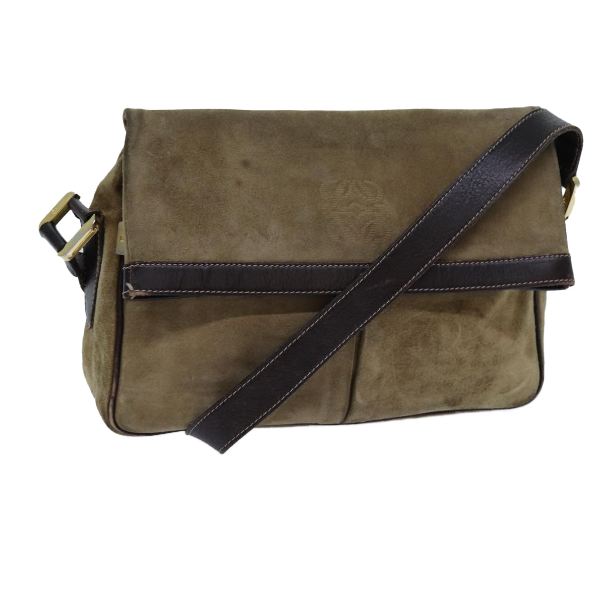 Loewe Khaki Suede Shoulder Bag