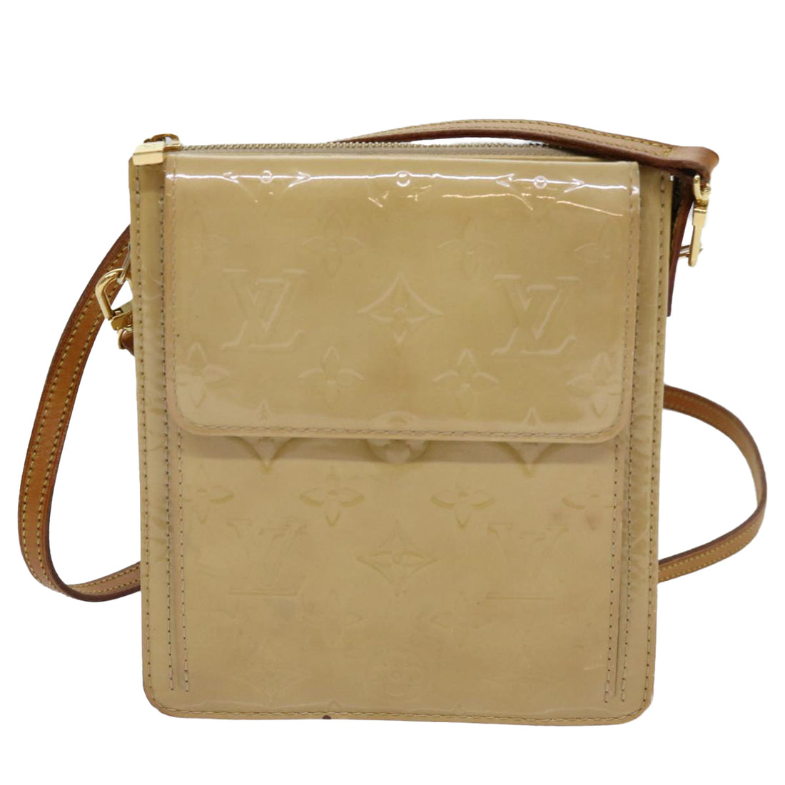 Louis Vuitton Mott Beige Patent Leather Clutch Bag