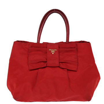 Prada Ribbon Red Synthetic Tote Bag