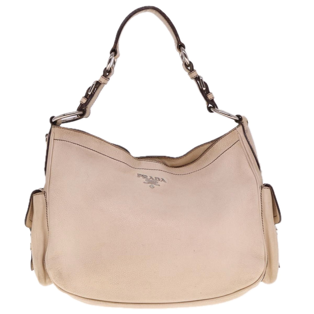 Prada Vitello Beige Leather Shoulder Bag