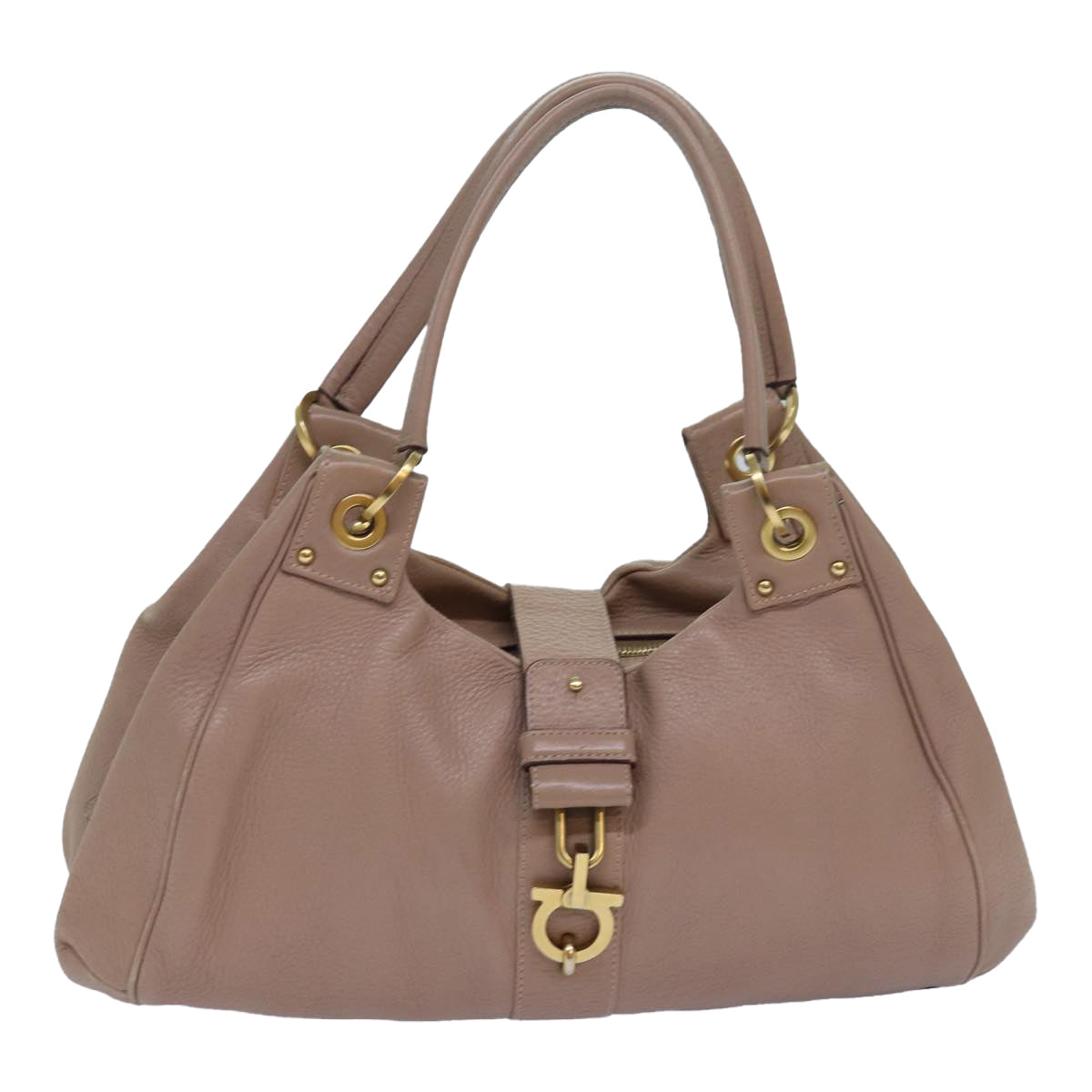 Salvatore Ferragamo Gancini Beige Leather Handbag 