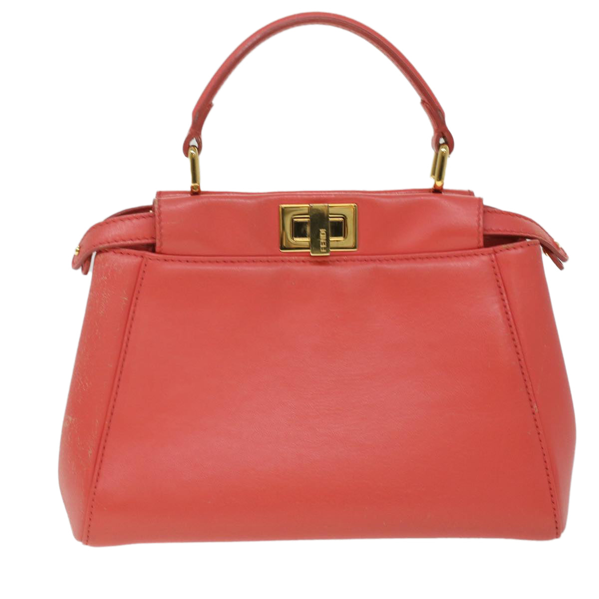 Fendi Peekaboo Orange Leather Handbag 