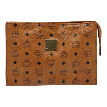 MCM Visetos Brown Leather Clutch Bag