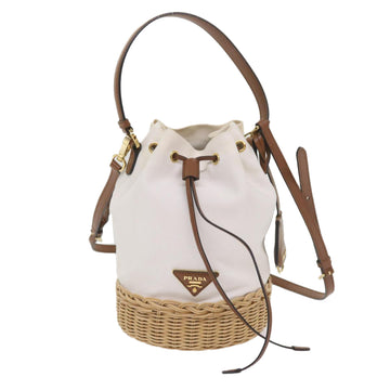 Prada Midollino White Canvas Handbag 