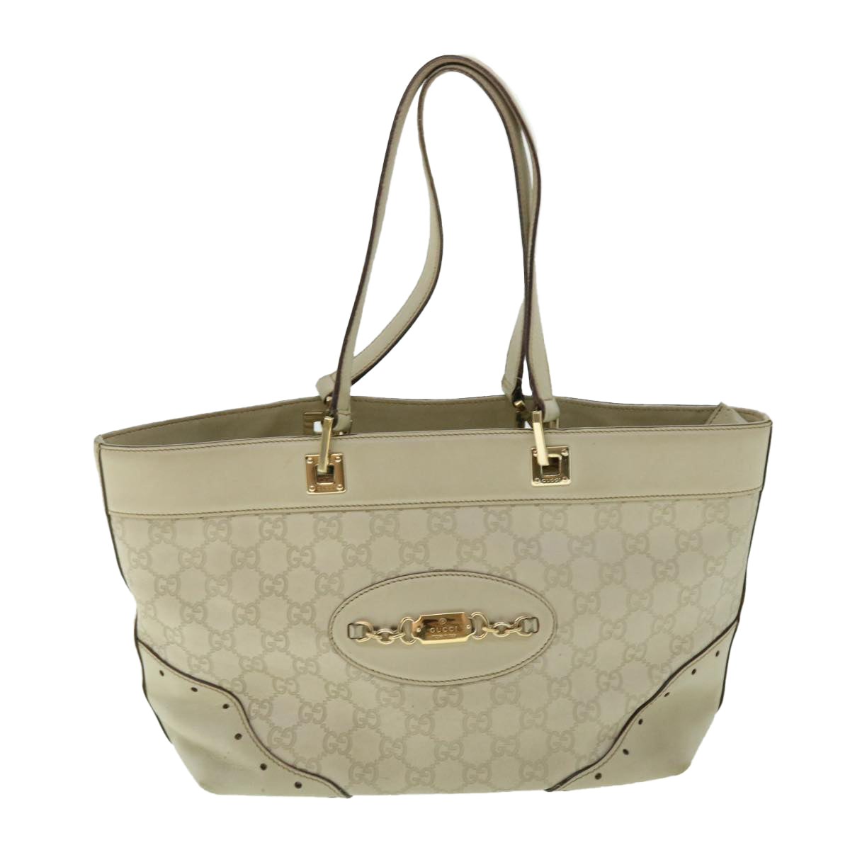 Gucci Guccissima White Canvas Shoulder Bag