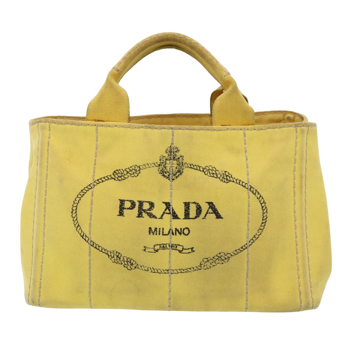 Prada Canapa Yellow Canvas Handbag 