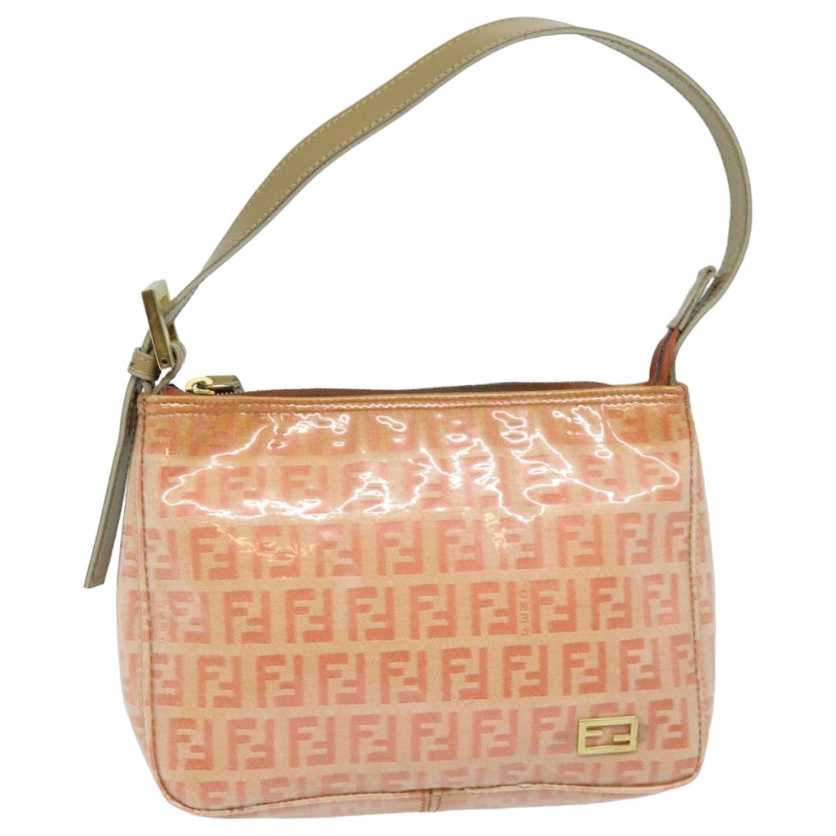 Fendi Zucchino Orange Patent Leather Handbag 