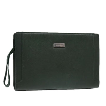 Burberry Green Leather Clutch Bag