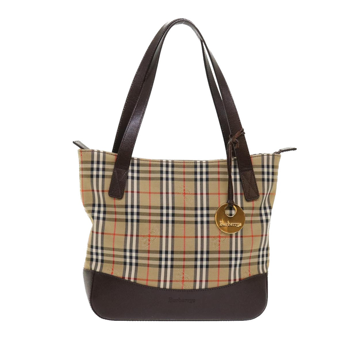 Burberry Haymarket Beige Synthetic Handbag 