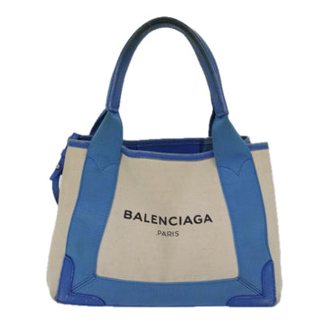 Balenciaga Navy Cabas Beige Canvas Handbag 