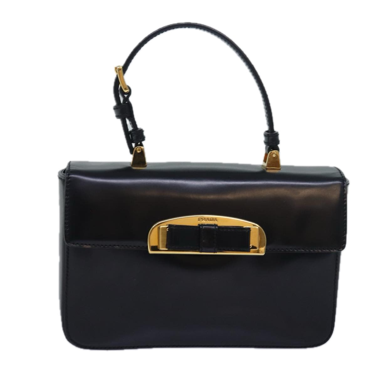 Prada Ribbon Black Leather Handbag 