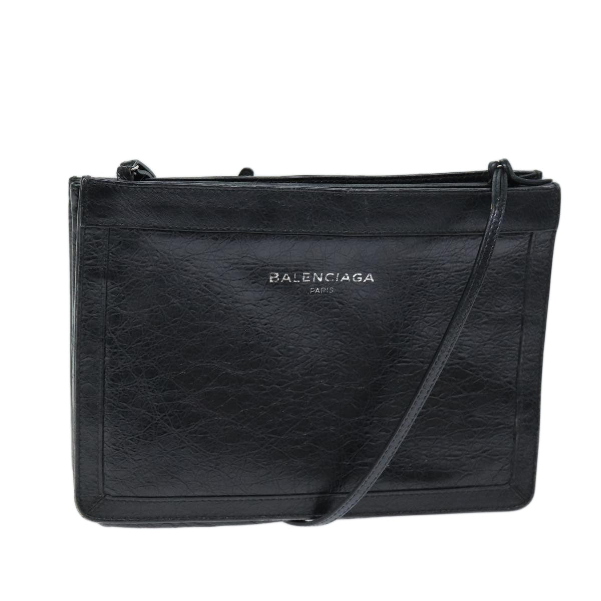 Balenciaga Navy Black Leather Shoulder Bag