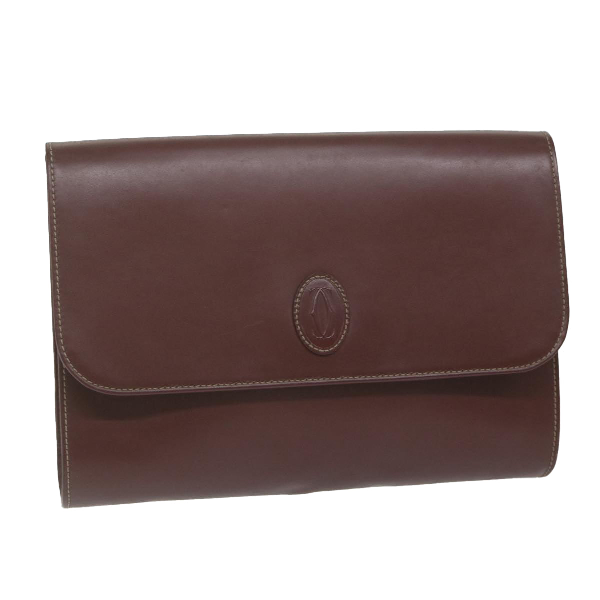 Cartier Burgundy Leather Clutch Bag