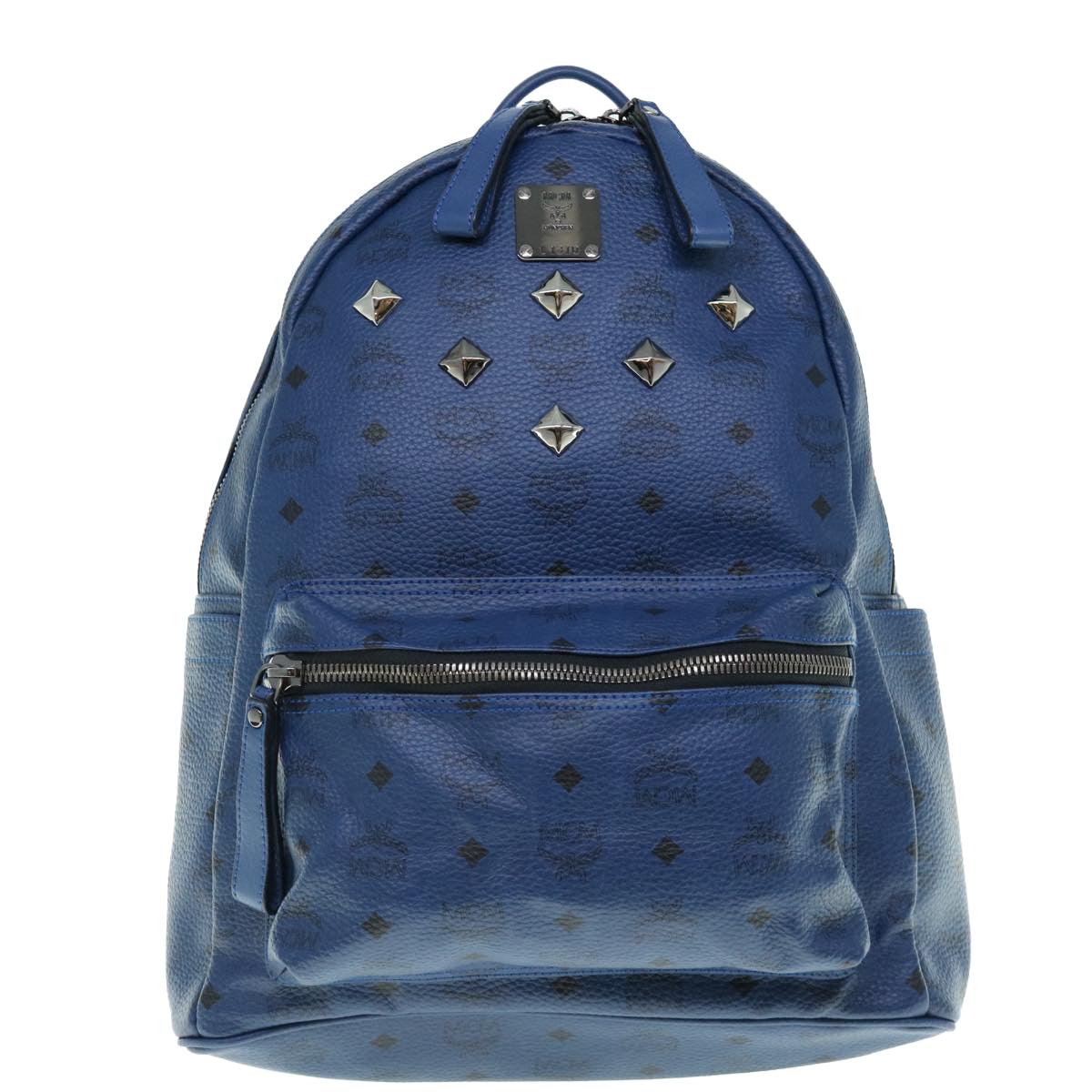 MCM Visetos Stark Blue Canvas Backpack Bag