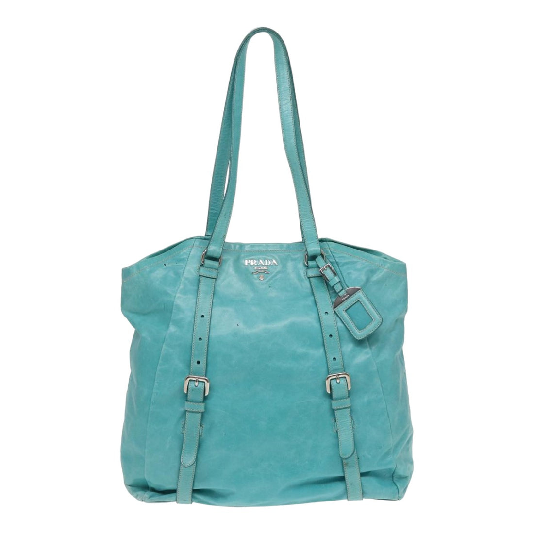 Prada Turquoise Leather Tote Bag